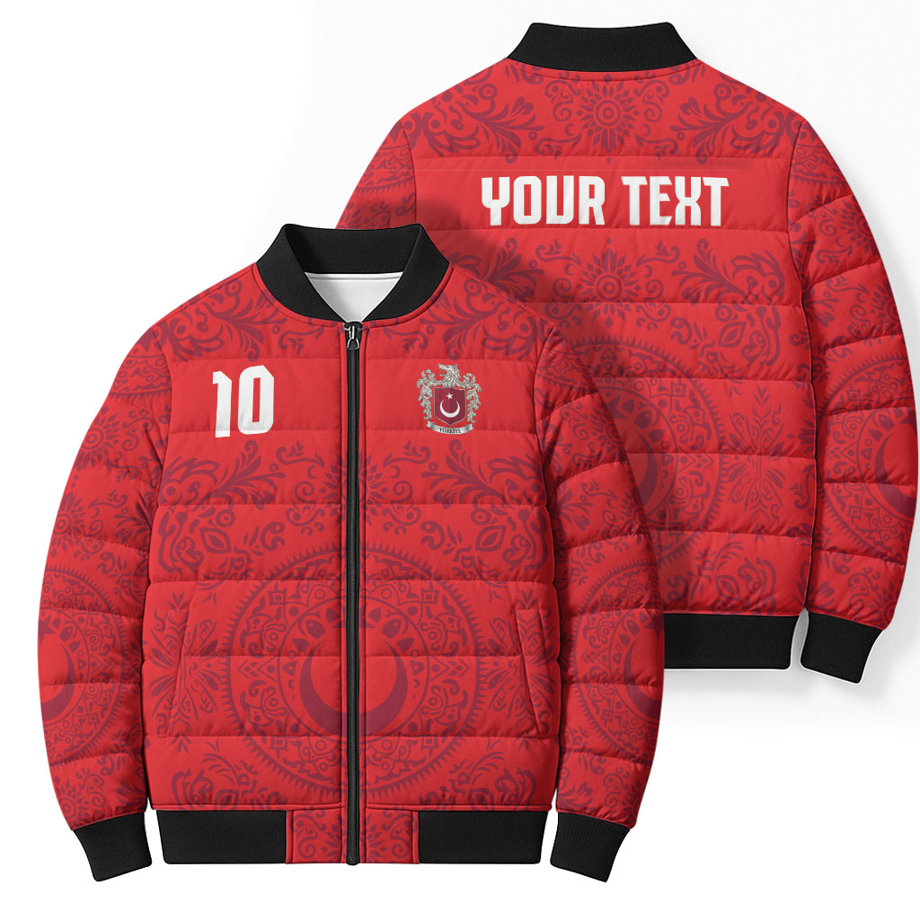 Custom World Football 2026 Turkey Bomber Puffer Jacket Crescent Stars Ottoman Baroque Pride