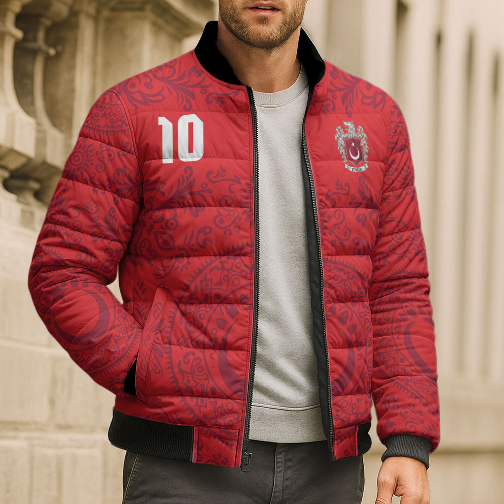 Custom World Football 2026 Turkey Bomber Puffer Jacket Crescent Stars Ottoman Baroque Pride