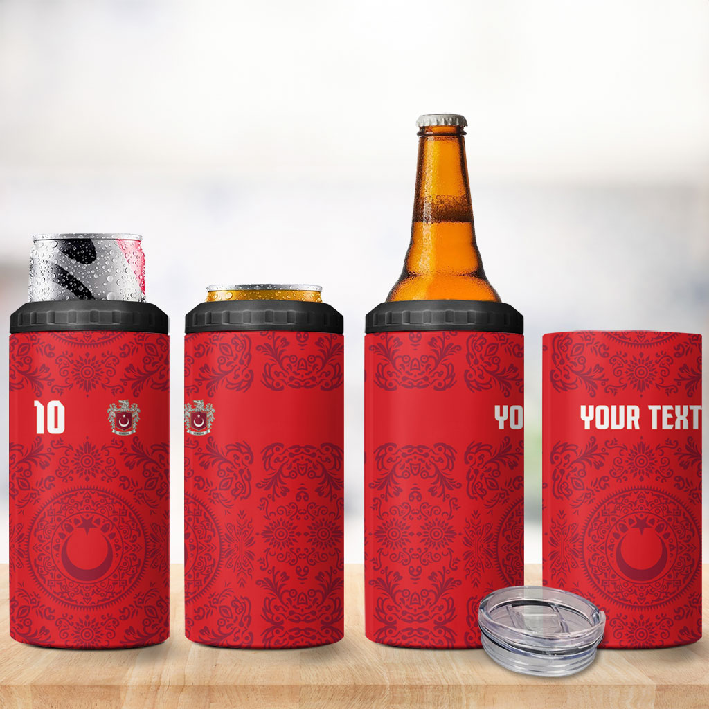 Custom World Football 2026 Turkey 4 in 1 Can Cooler Tumbler Crescent Stars Ottoman Baroque Pride