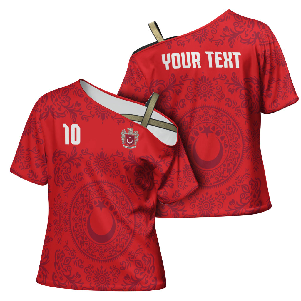 Custom World Football 2026 Turkey Cross Shoulder Shirt Crescent Stars Ottoman Baroque Pride