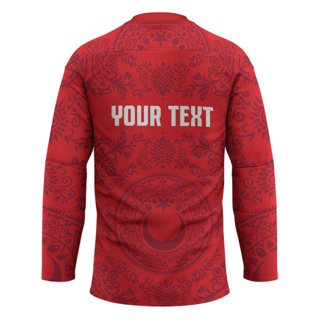 Custom World Football 2026 Turkey Hockey Jersey Crescent Stars Ottoman Baroque Pride