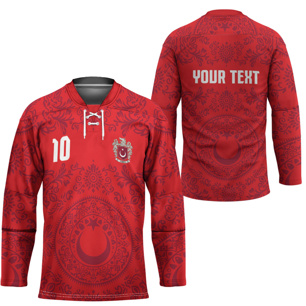 Custom World Football 2026 Turkey Hockey Jersey Crescent Stars Ottoman Baroque Pride