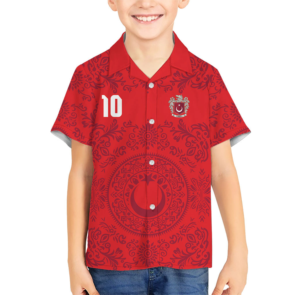 Custom World Football 2026 Turkey Kid Hawaiian Shirt Crescent Stars Ottoman Baroque Pride