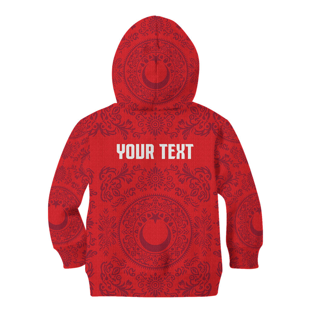 Custom World Football 2026 Turkey Kid Hoodie Crescent Stars Ottoman Baroque Pride