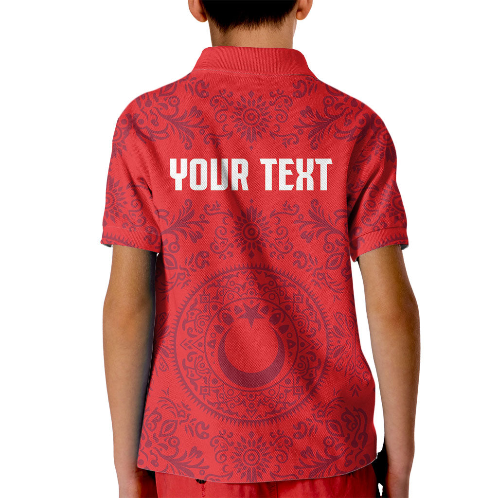 Custom World Football 2026 Turkey Kid Polo Shirt Crescent Stars Ottoman Baroque Pride
