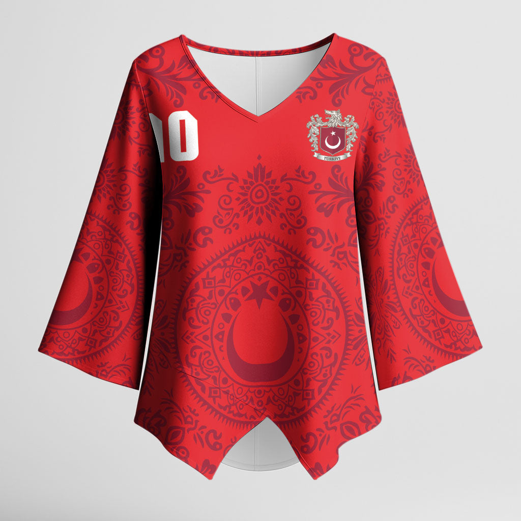 Custom World Football 2026 Turkey Kimono Sleeve Blouse Crescent Stars Ottoman Baroque Pride