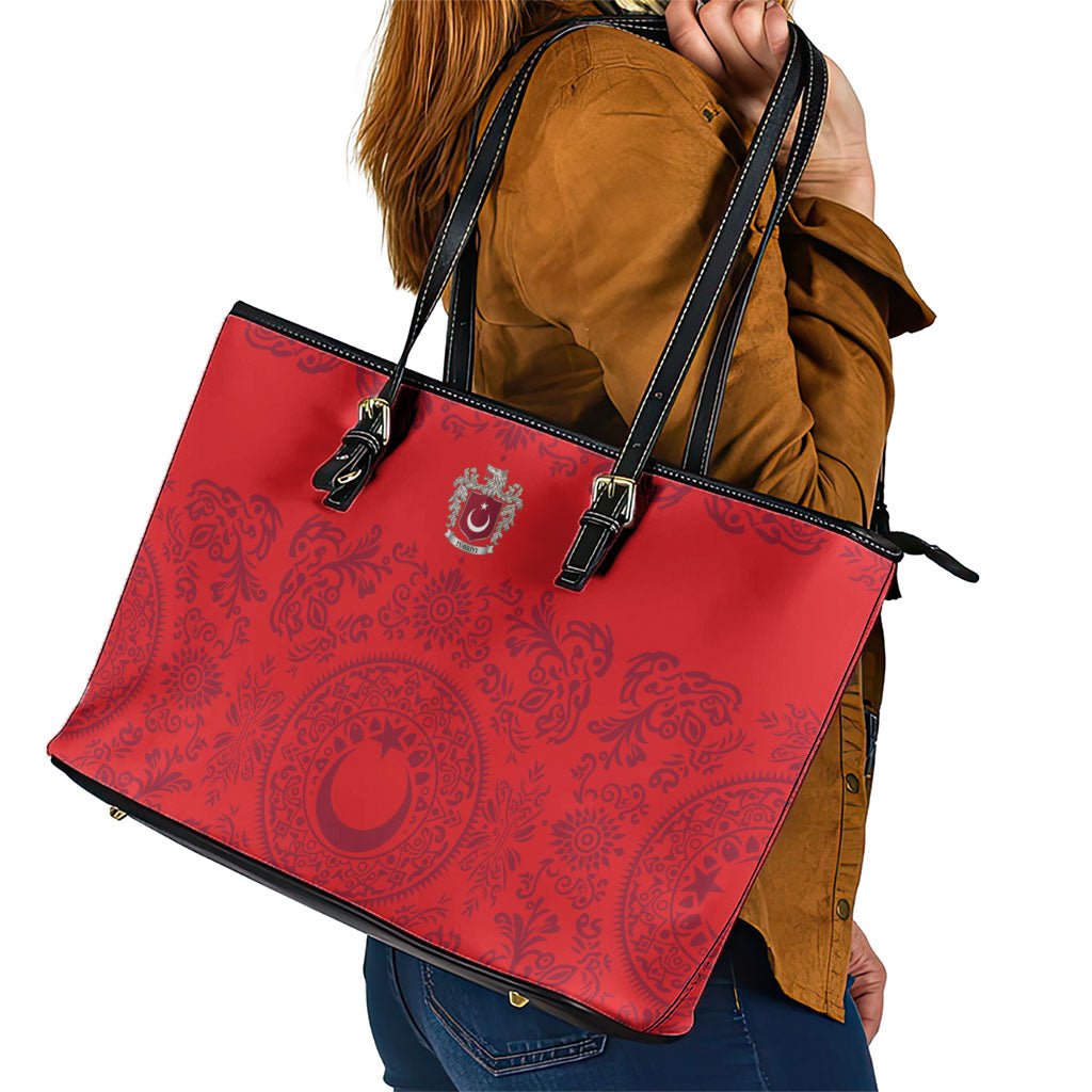 World Football 2026 Turkey Leather Tote Bag Crescent Stars Ottoman Baroque Pride