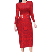 Custom World Football 2026 Turkey Long Sleeve Bodycon Dress Crescent Stars Ottoman Baroque Pride