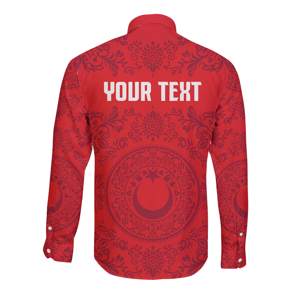 Custom World Football 2026 Turkey Long Sleeve Button Shirt Crescent Stars Ottoman Baroque Pride
