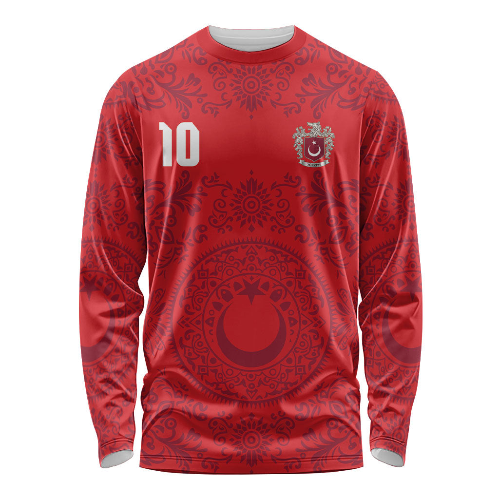 Custom World Football 2026 Turkey Long Sleeve Shirt Crescent Stars Ottoman Baroque Pride