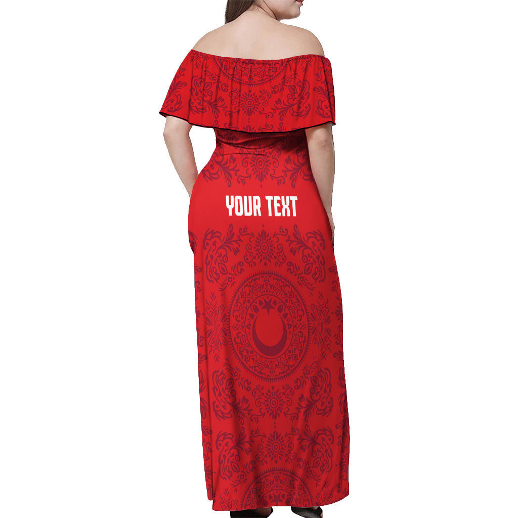Custom World Football 2026 Turkey Off Shoulder Maxi Dress Crescent Stars Ottoman Baroque Pride