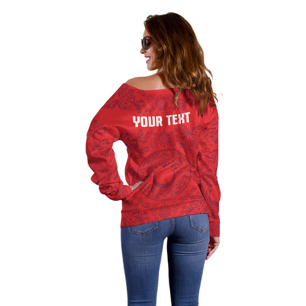 Custom World Football 2026 Turkey Off Shoulder Sweater Crescent Stars Ottoman Baroque Pride