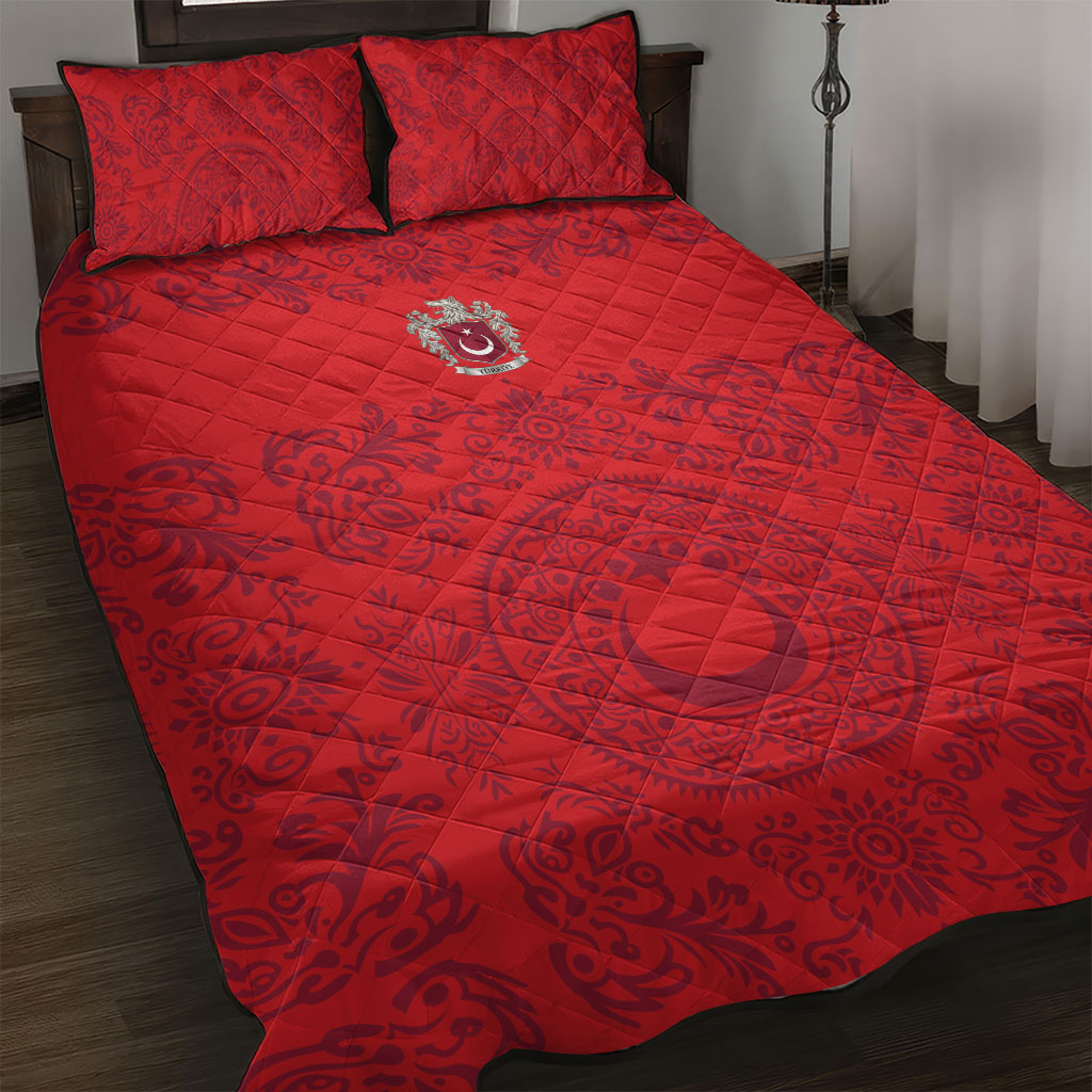 World Football 2026 Turkey Quilt Bed Set Crescent Stars Ottoman Baroque Pride