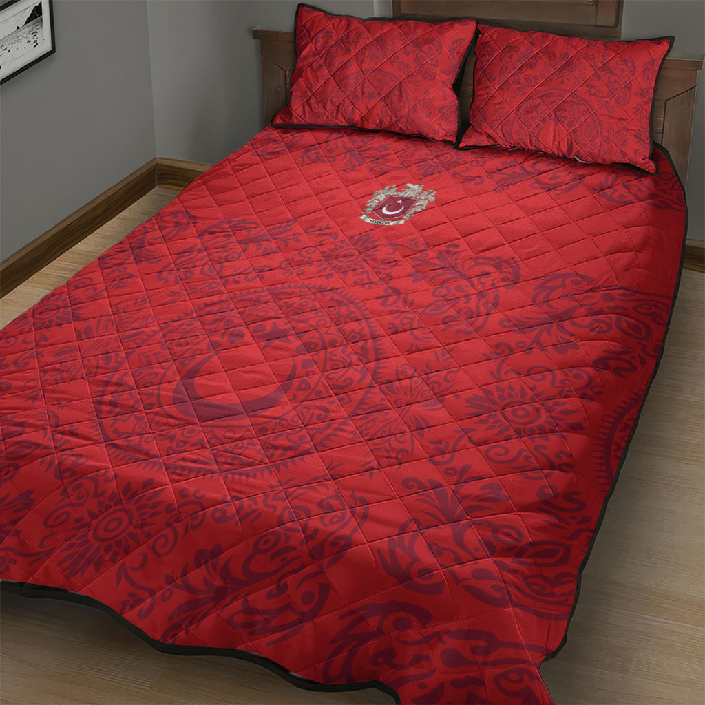 World Football 2026 Turkey Quilt Bed Set Crescent Stars Ottoman Baroque Pride
