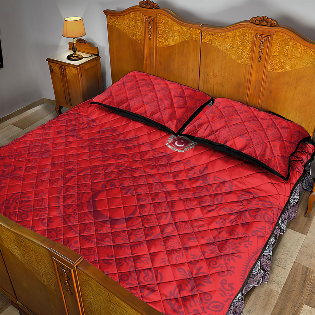 World Football 2026 Turkey Quilt Bed Set Crescent Stars Ottoman Baroque Pride