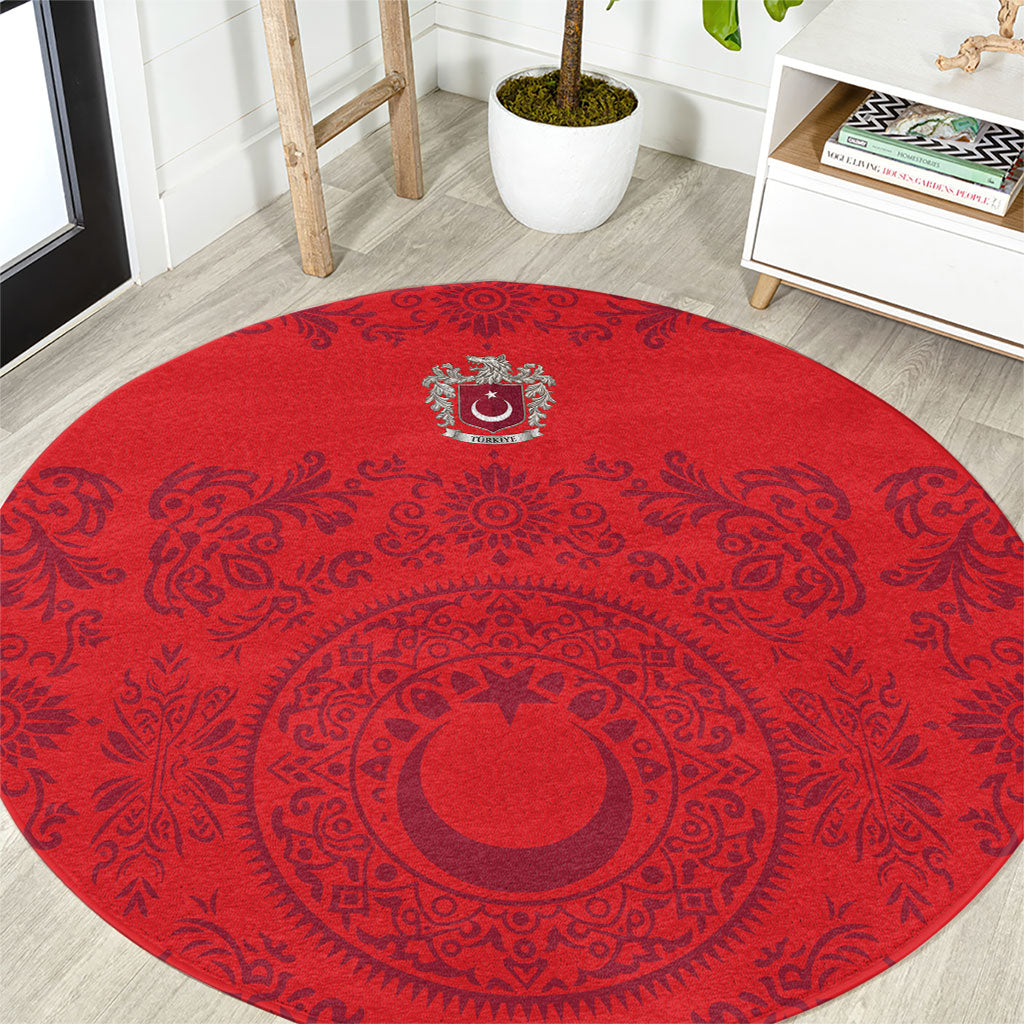World Football 2026 Turkey Round Carpet Crescent Stars Ottoman Baroque Pride