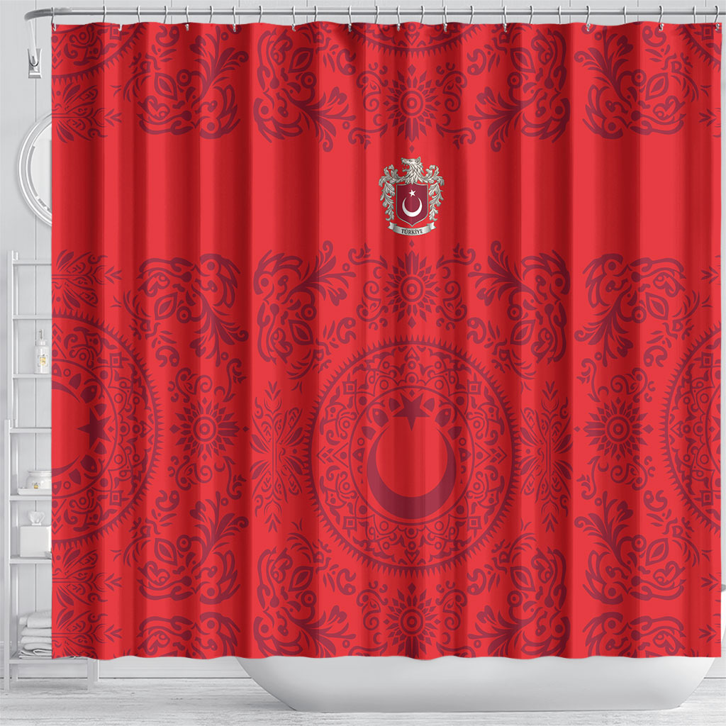 World Football 2026 Turkey Shower Curtain Crescent Stars Ottoman Baroque Pride