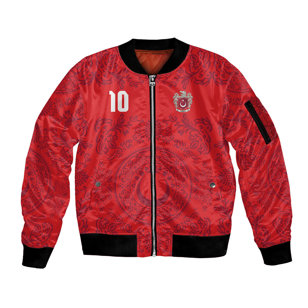 Custom World Football 2026 Turkey Sleeve Zip Bomber Jacket Crescent Stars Ottoman Baroque Pride