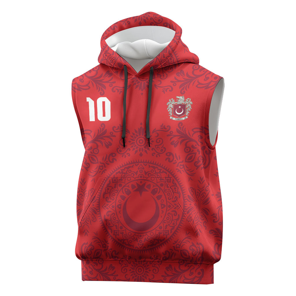 Custom World Football 2026 Turkey Sleeveless Hoodie Crescent Stars Ottoman Baroque Pride