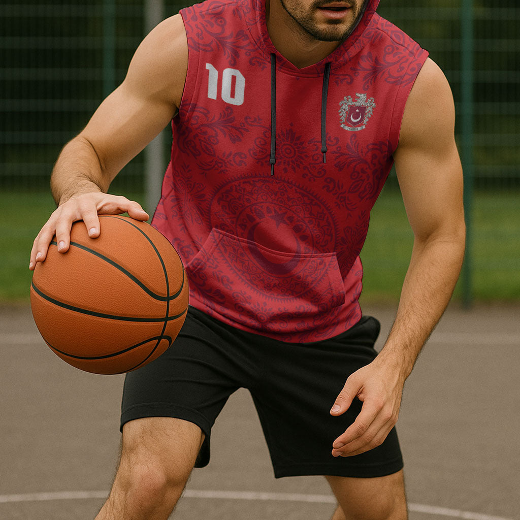 Custom World Football 2026 Turkey Sleeveless Hoodie Crescent Stars Ottoman Baroque Pride