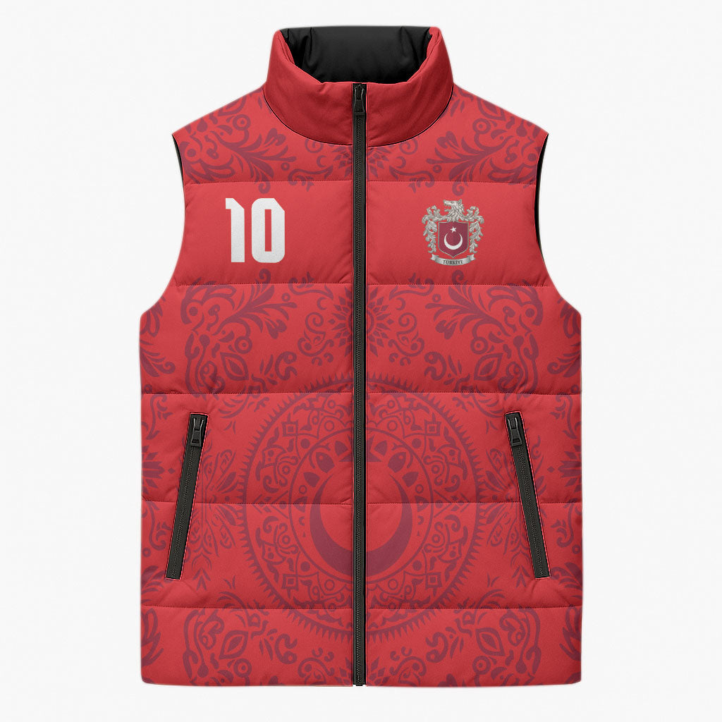 Custom World Football 2026 Turkey Sleeveless Puffer Jacket Crescent Stars Ottoman Baroque Pride