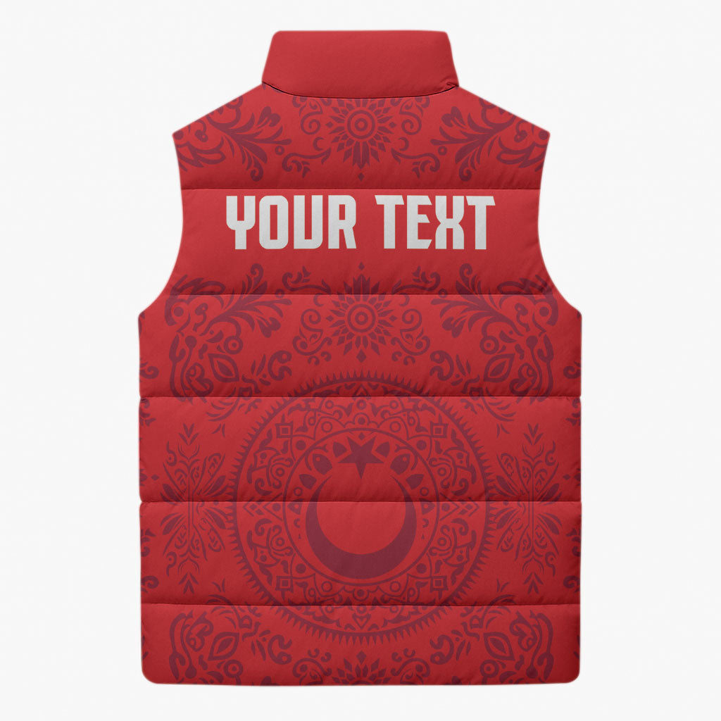 Custom World Football 2026 Turkey Sleeveless Puffer Jacket Crescent Stars Ottoman Baroque Pride
