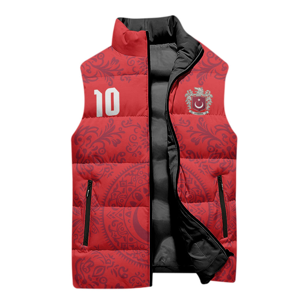 Custom World Football 2026 Turkey Sleeveless Puffer Jacket Crescent Stars Ottoman Baroque Pride