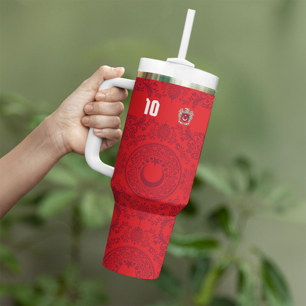 Custom World Football 2026 Turkey Tumbler With Handle Crescent Stars Ottoman Baroque Pride