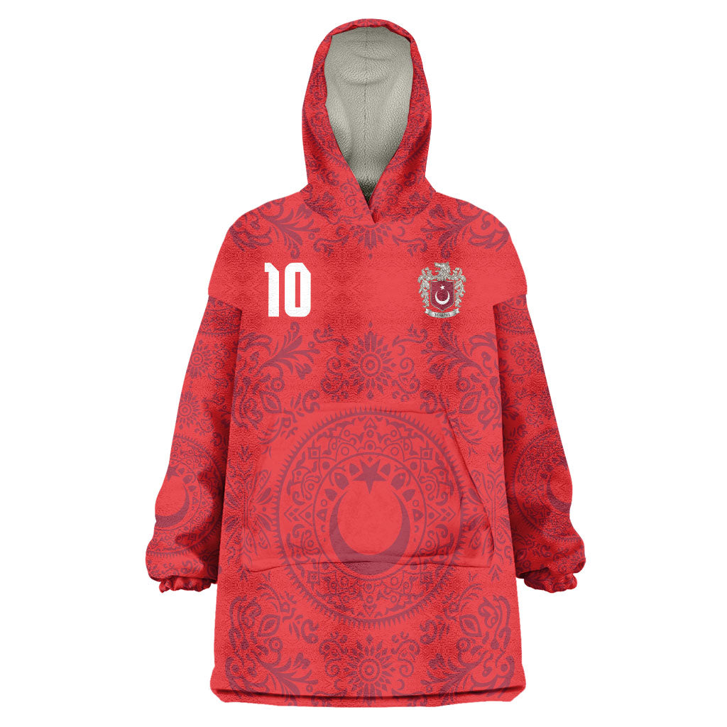 Custom World Football 2026 Turkey Wearable Blanket Hoodie Crescent Stars Ottoman Baroque Pride