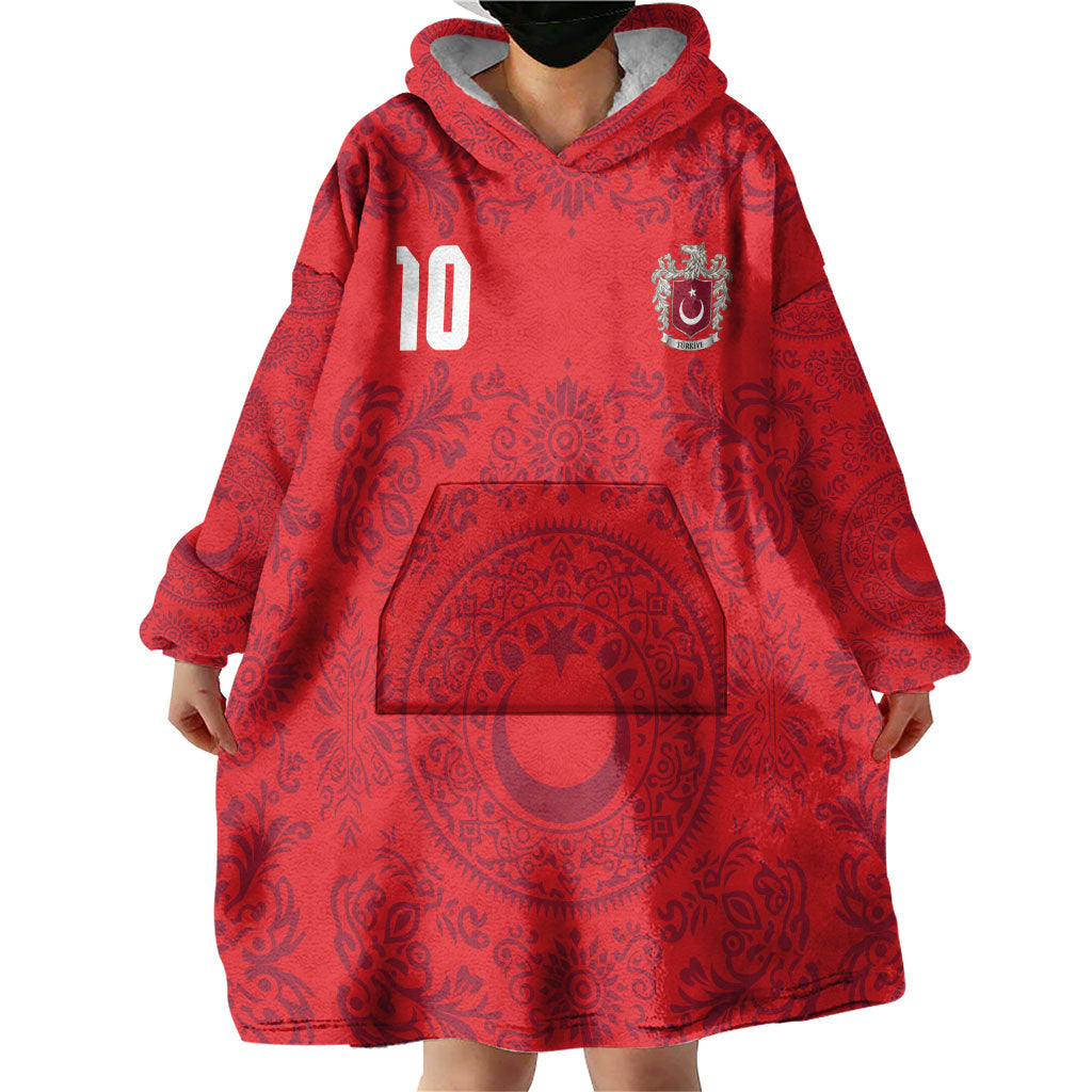 Custom World Football 2026 Turkey Wearable Blanket Hoodie Crescent Stars Ottoman Baroque Pride