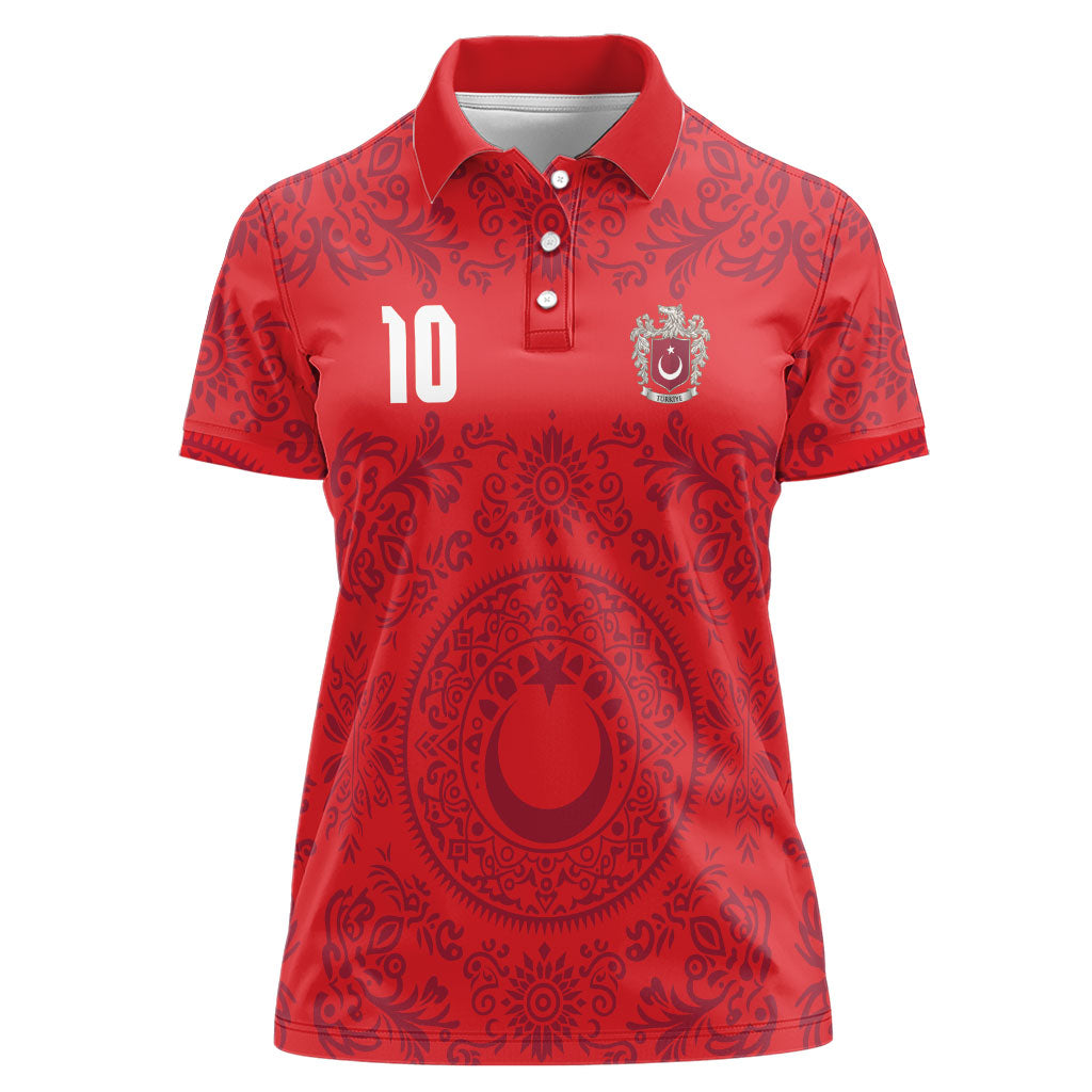 Custom World Football 2026 Turkey Women Polo Shirt Crescent Stars Ottoman Baroque Pride