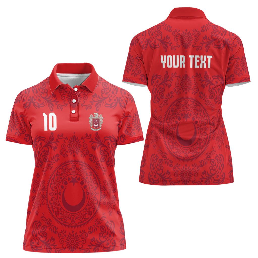Custom World Football 2026 Turkey Women Polo Shirt Crescent Stars Ottoman Baroque Pride