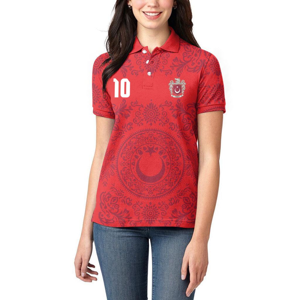 Custom World Football 2026 Turkey Women Polo Shirt Crescent Stars Ottoman Baroque Pride