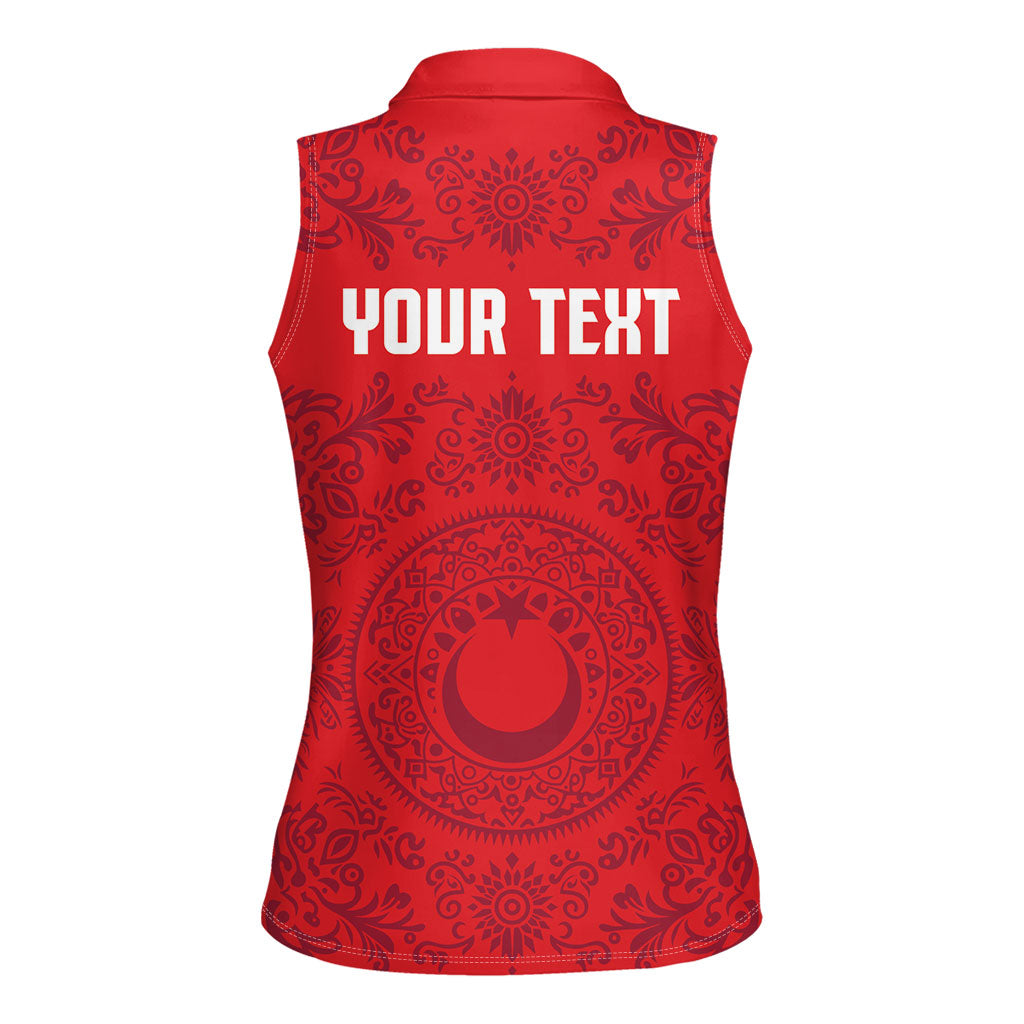 Custom World Football 2026 Turkey Women Sleeveless Polo Shirt Crescent Stars Ottoman Baroque Pride