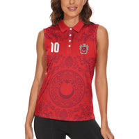 Custom World Football 2026 Turkey Women Sleeveless Polo Shirt Crescent Stars Ottoman Baroque Pride