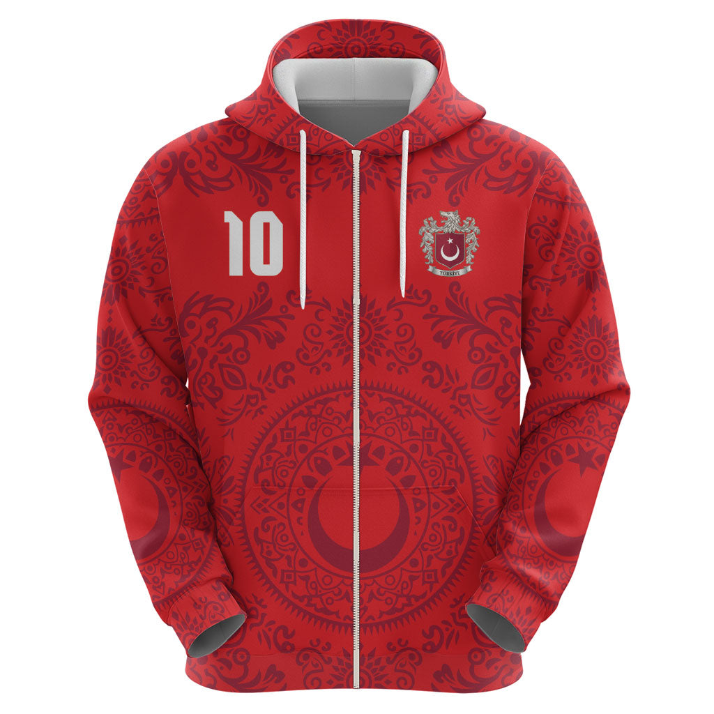 Custom World Football 2026 Turkey Zip Hoodie Crescent Stars Ottoman Baroque Pride
