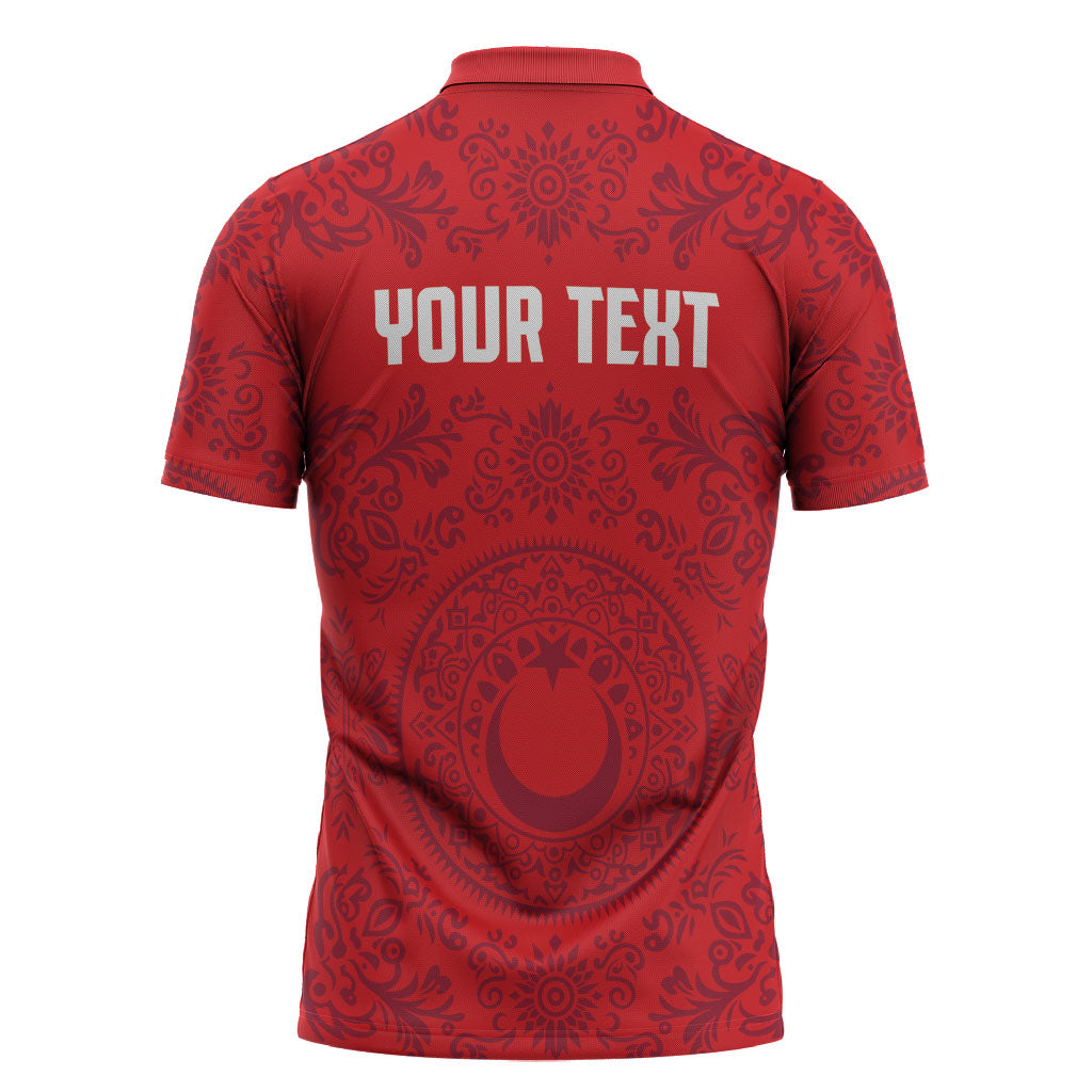 Custom World Football 2026 Turkey Zipper Polo Shirt Crescent Stars Ottoman Baroque Pride