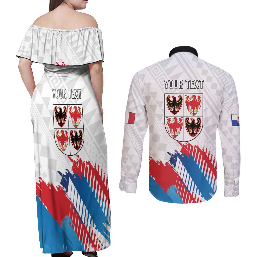 Personalized Italy Trentino-Alto Adige Couples Matching Off Shoulder Maxi Dress and Long Sleeve Button Shirt Flag Style - Wonder Print Shop