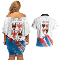 Personalized Italy Trentino-Alto Adige Couples Matching Off Shoulder Short Dress and Hawaiian Shirt Flag Style - Wonder Print Shop