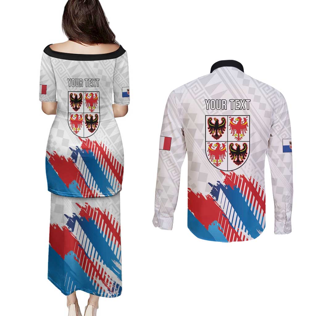 Personalized Italy Trentino-Alto Adige Couples Matching Puletasi and Long Sleeve Button Shirt Flag Style - Wonder Print Shop