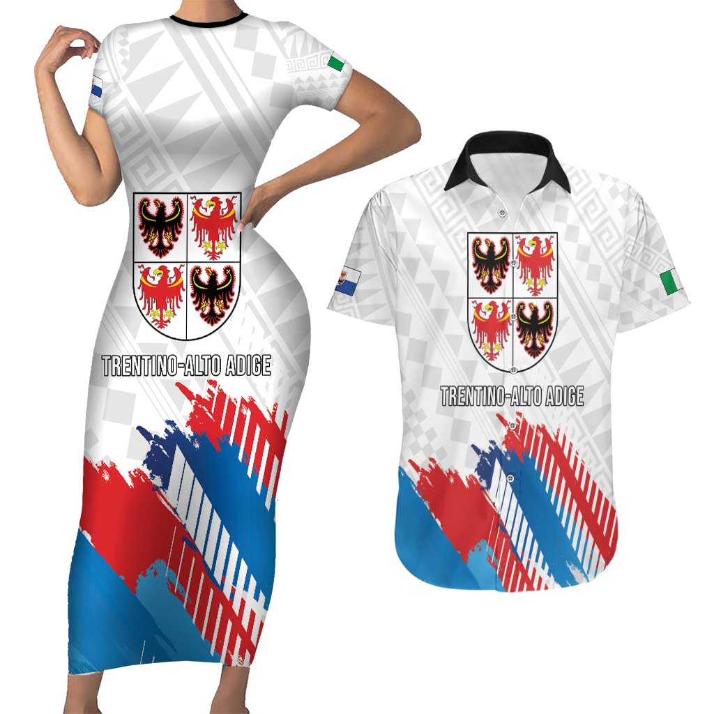 Personalized Italy Trentino-Alto Adige Couples Matching Short Sleeve Bodycon Dress and Hawaiian Shirt Flag Style - Wonder Print Shop