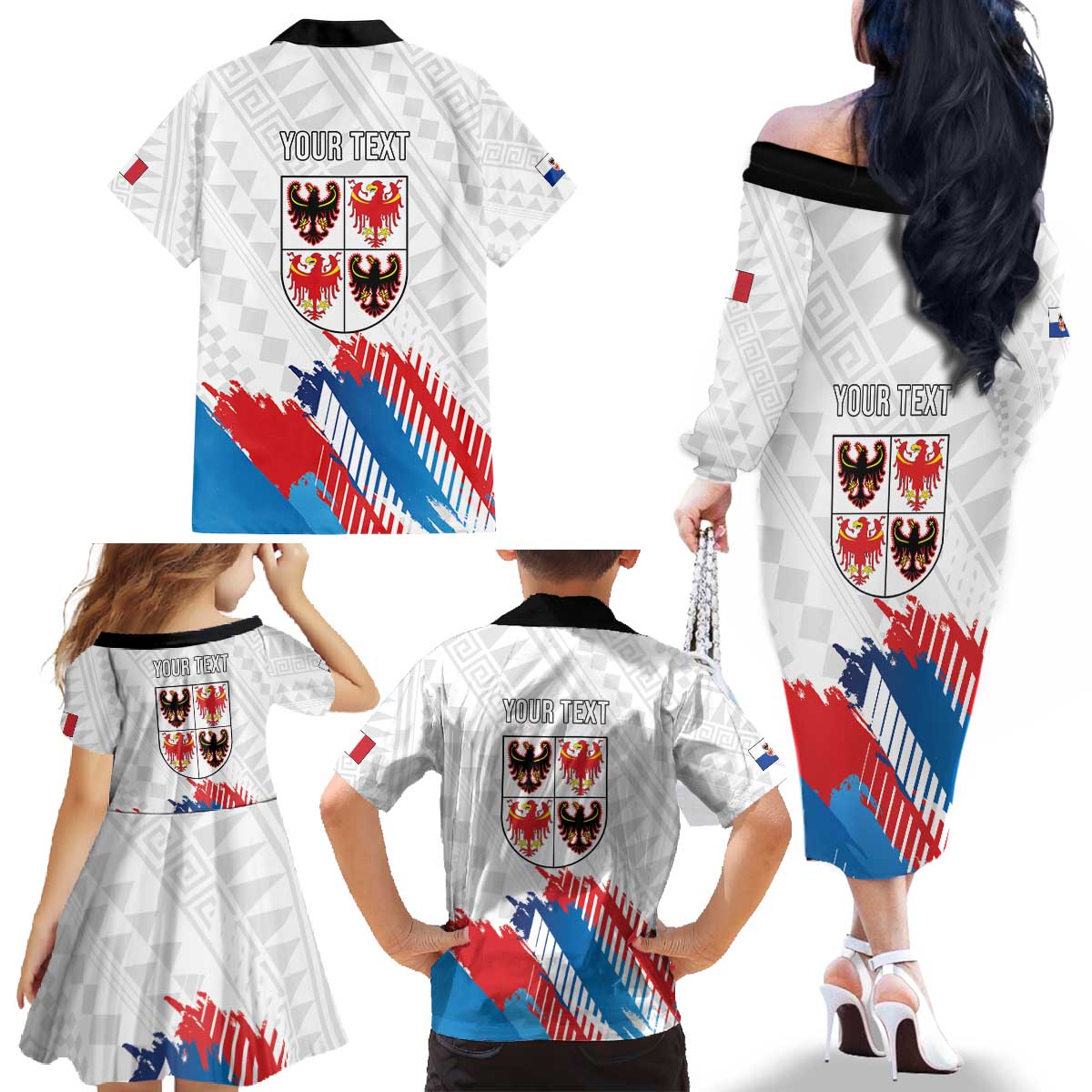 Personalized Italy Trentino-Alto Adige Family Matching Off The Shoulder Long Sleeve Dress and Hawaiian Shirt Flag Style - Wonder Print Shop