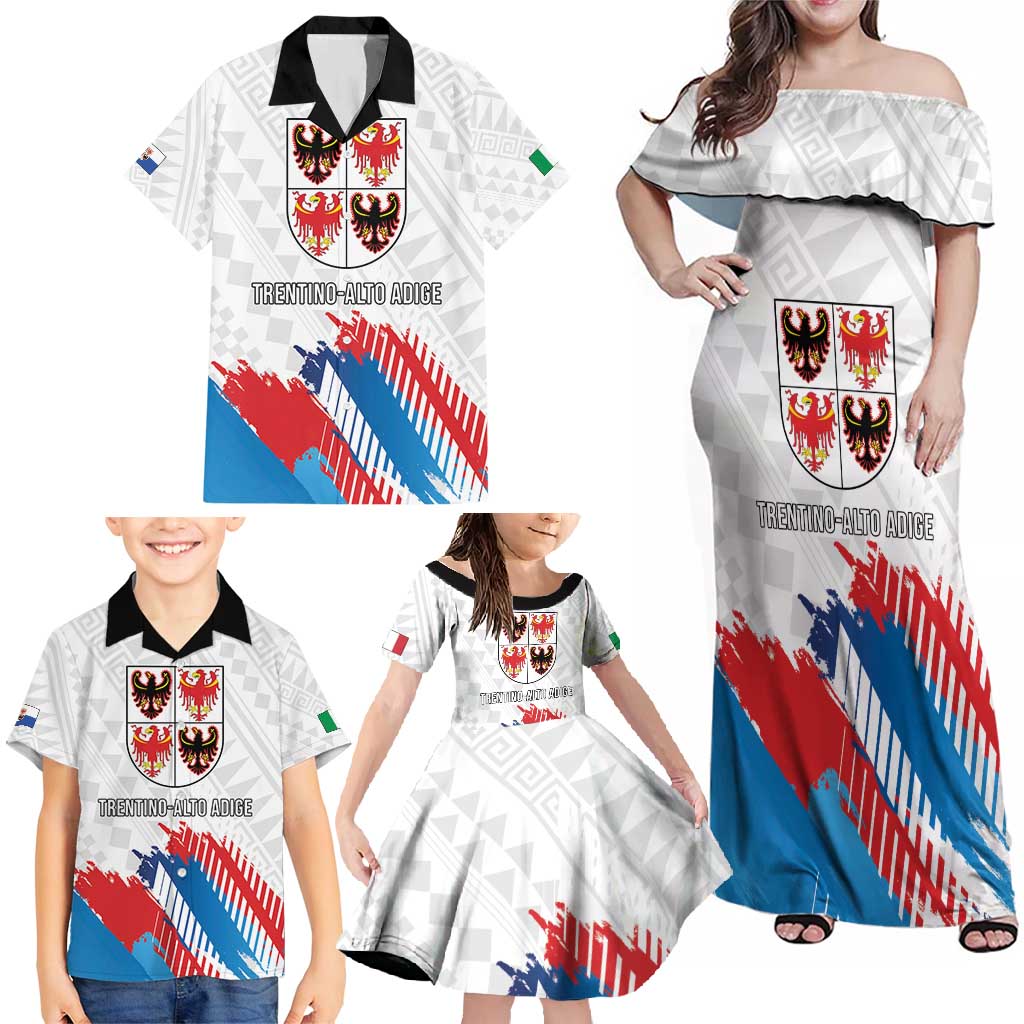 Personalized Italy Trentino-Alto Adige Family Matching Off Shoulder Maxi Dress and Hawaiian Shirt Flag Style - Wonder Print Shop