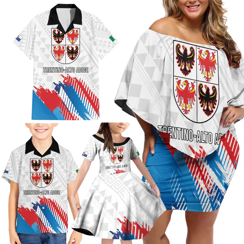 Personalized Italy Trentino-Alto Adige Family Matching Off Shoulder Short Dress and Hawaiian Shirt Flag Style - Wonder Print Shop