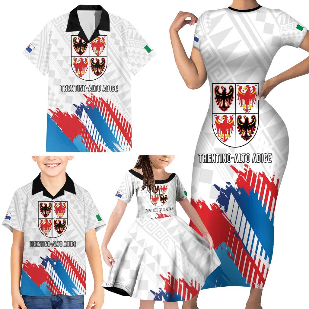 Personalized Italy Trentino-Alto Adige Family Matching Short Sleeve Bodycon Dress and Hawaiian Shirt Flag Style - Wonder Print Shop