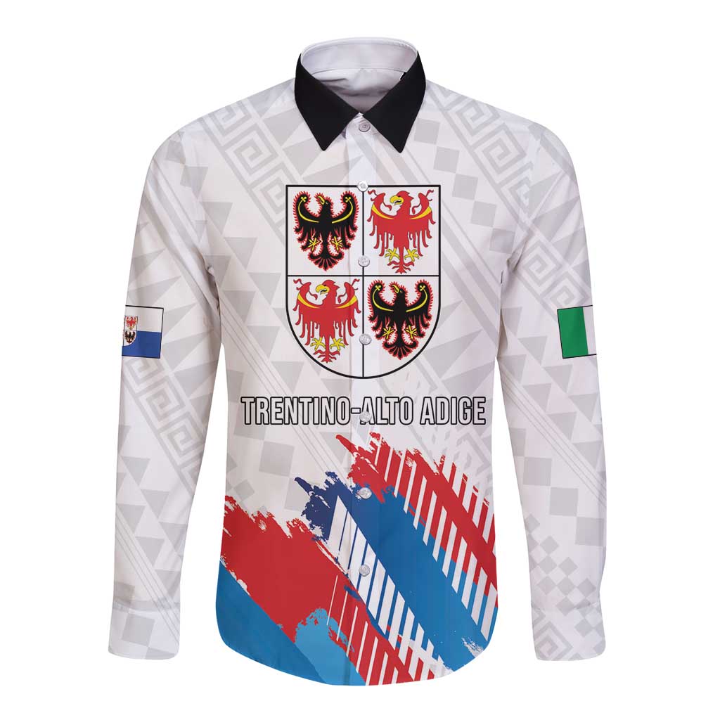 Personalized Italy Trentino-Alto Adige Long Sleeve Button Shirt Flag Style - Wonder Print Shop