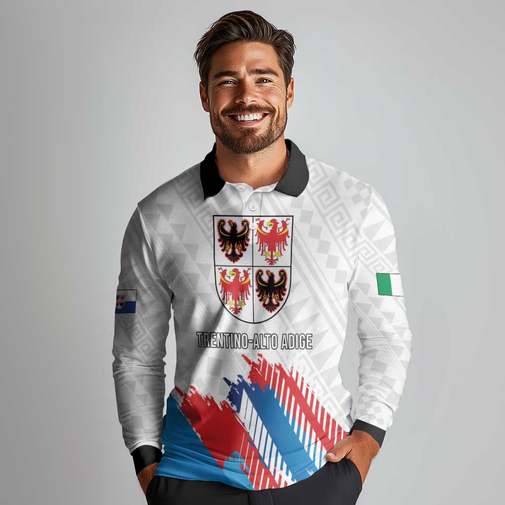 Personalized Italy Trentino-Alto Adige Long Sleeve Polo Shirt Flag Style - Wonder Print Shop
