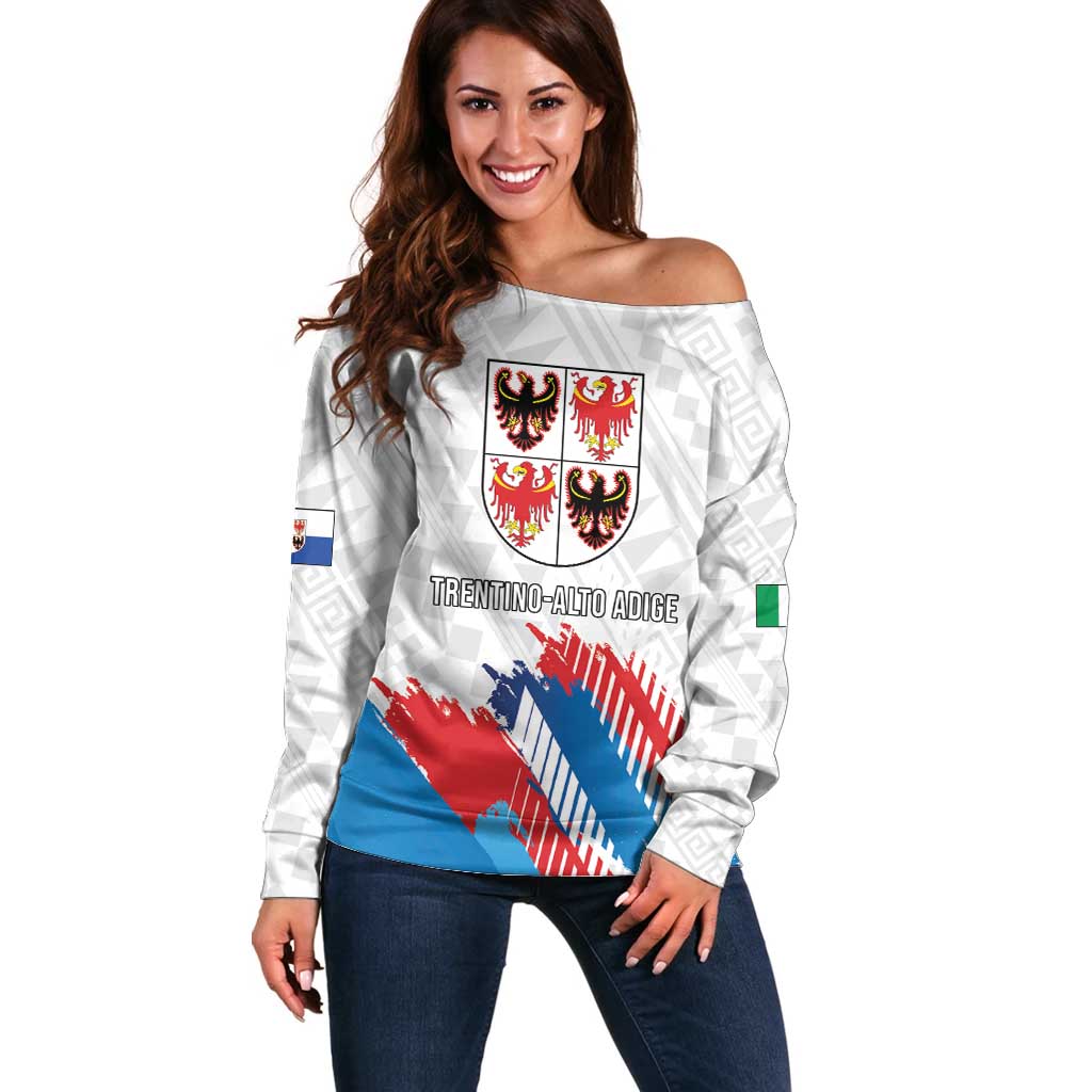 Personalized Italy Trentino-Alto Adige Off Shoulder Sweater Flag Style - Wonder Print Shop