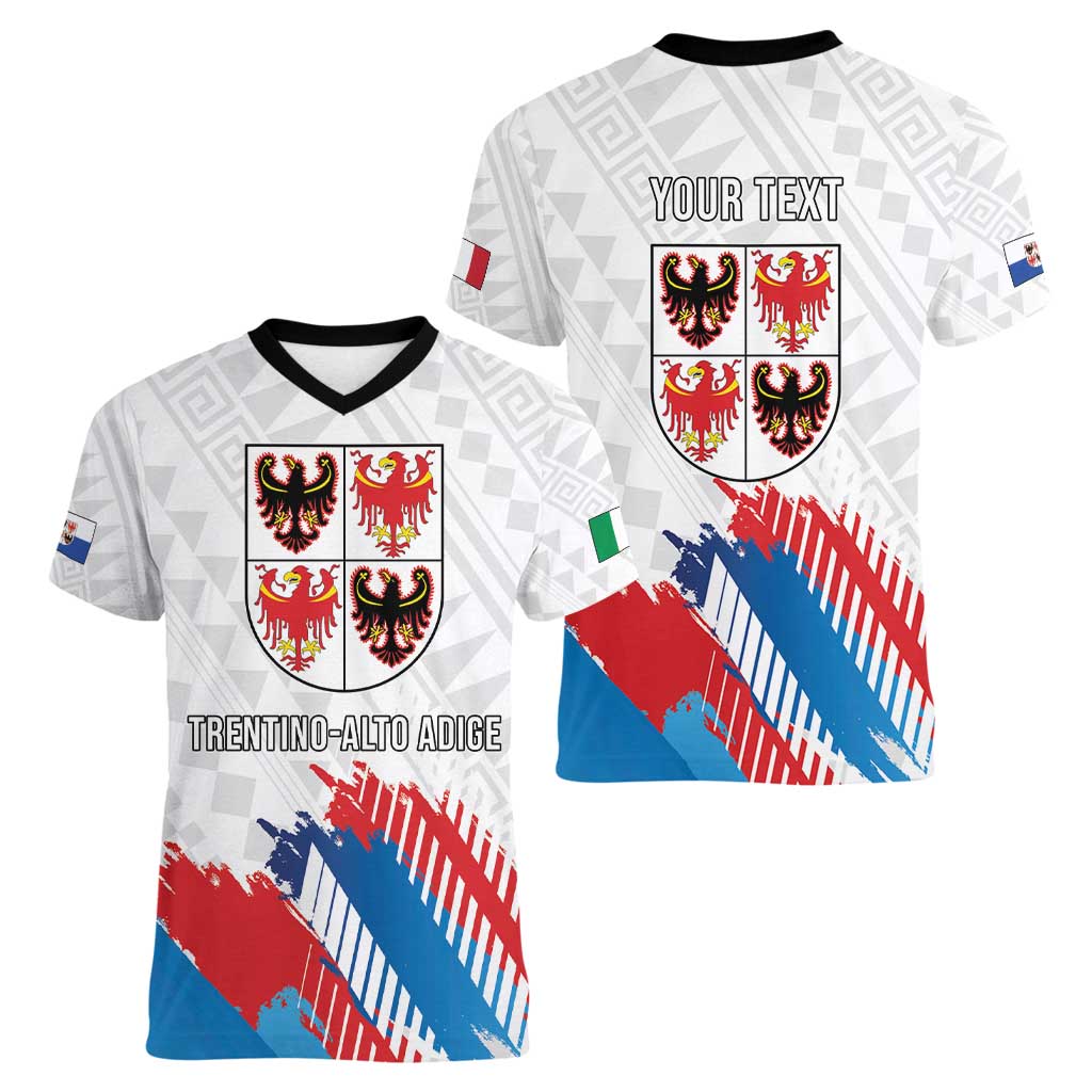 Personalized Italy Trentino-Alto Adige Women V-Neck T-Shirt Flag Style - Wonder Print Shop