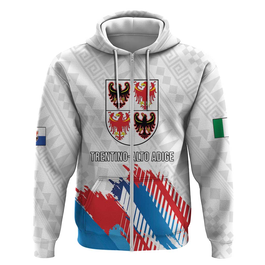 Personalized Italy Trentino-Alto Adige Zip Hoodie Flag Style - Wonder Print Shop